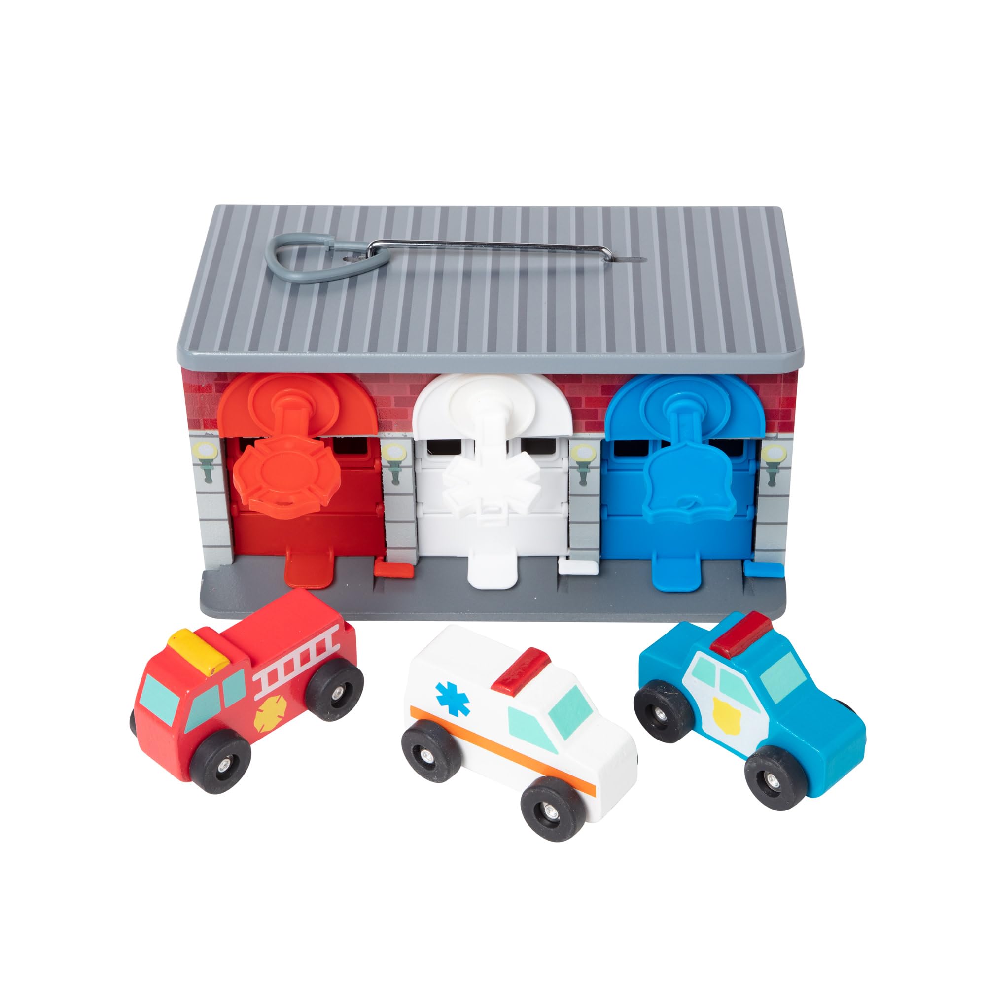 Melissa & Doug tres vehículos de rescate exhibidos para juego imaginativo