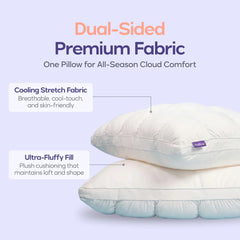 Mellow almohada en uso con persona durmiendo de lado mostrando apoyo