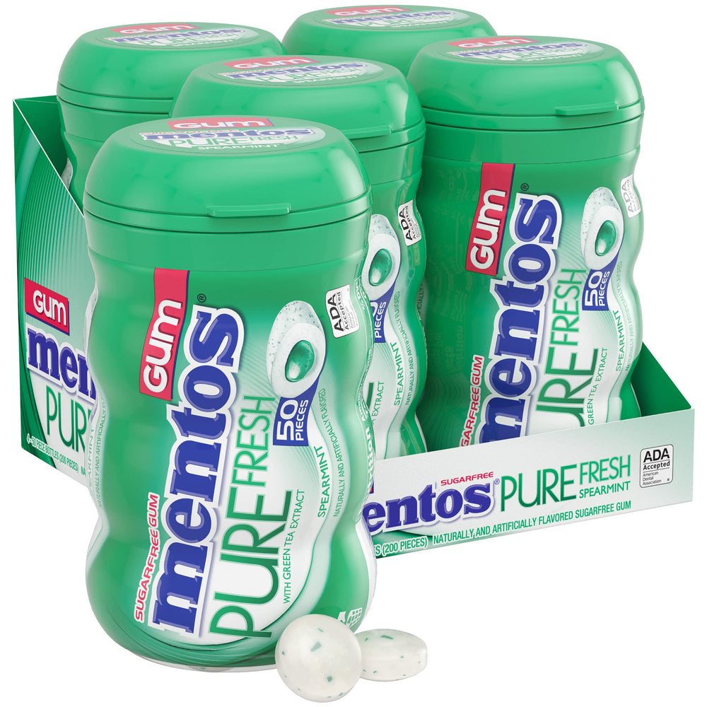 MENTOS botella frente spearmint mostrando diseño y conveniencia