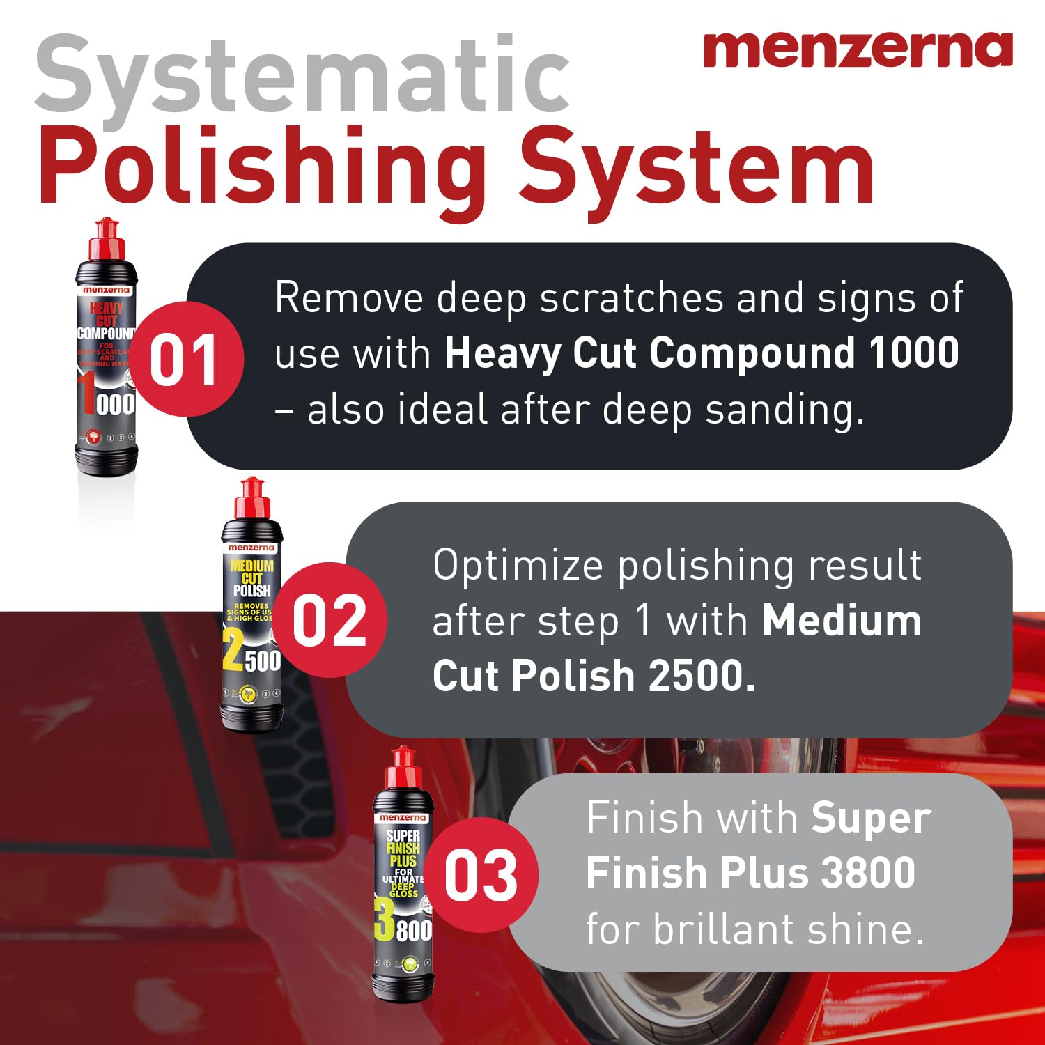 menzerna texture close-up showing polish residue removed and surface refinement