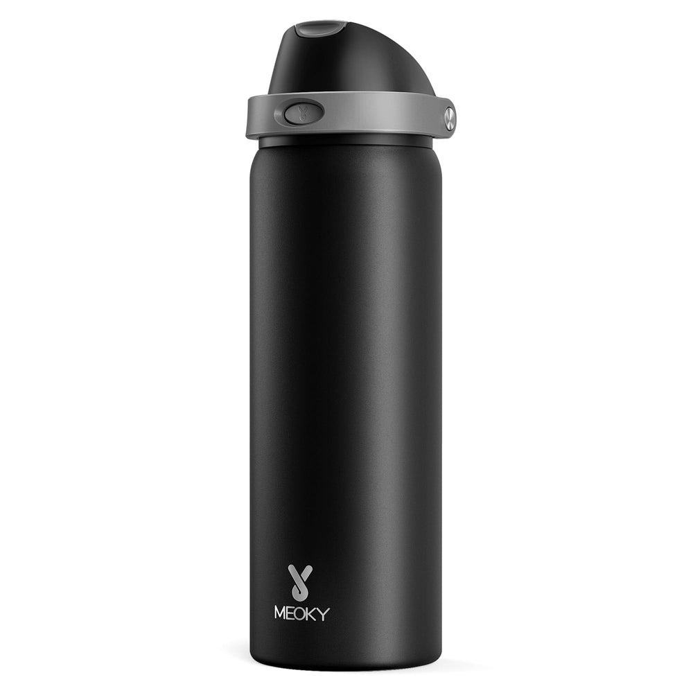 Meoky vista frontal de la botella 32 oz que muestra diseño y capacidad