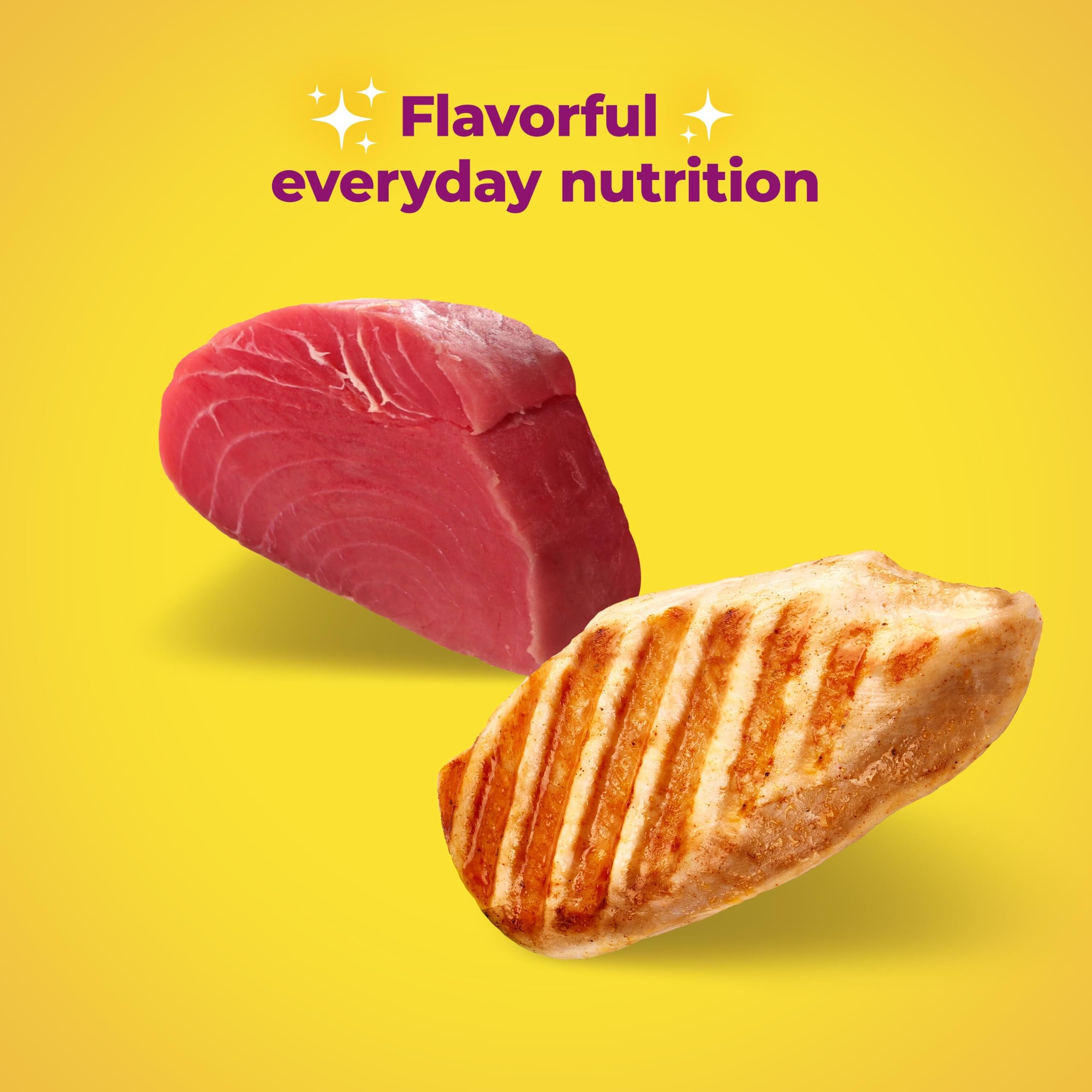 Meow Mix alimento servido en plato promoviendo alimentación organizada