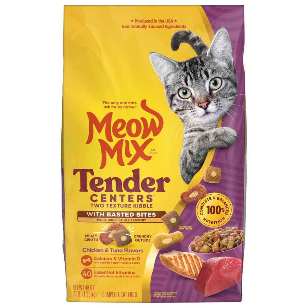Meow Mix nuevo diseño de empaque lateral para identificación fácil