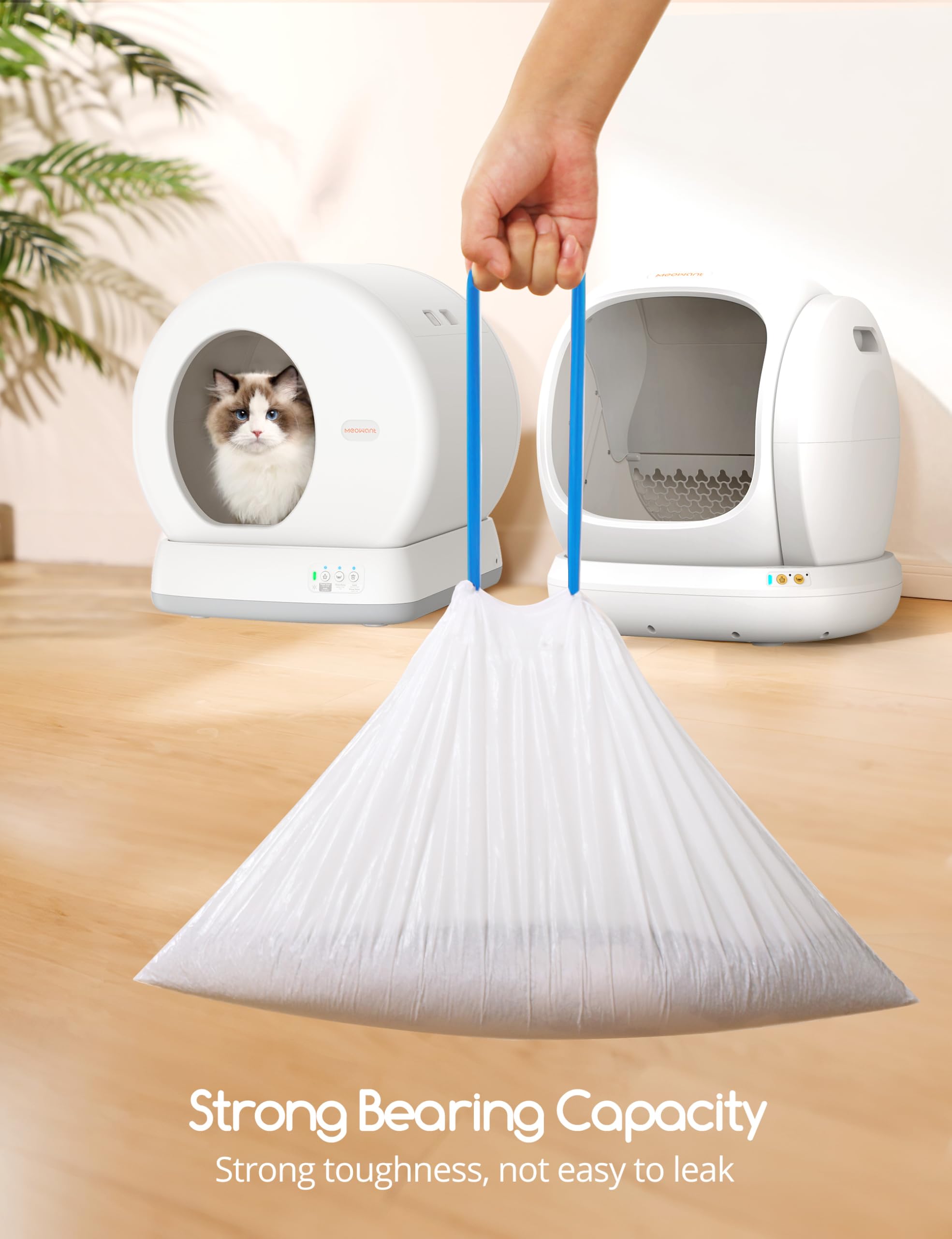 Meowant escena de uso mostrando extracción del forro y cambio higiénico y rápido