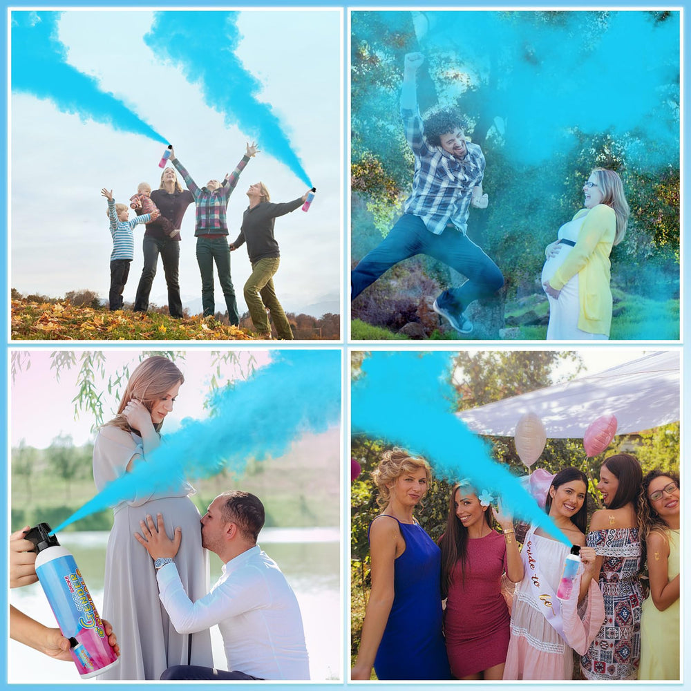 Merear en fiesta revelación con invitados celebrando y fotos profesionales