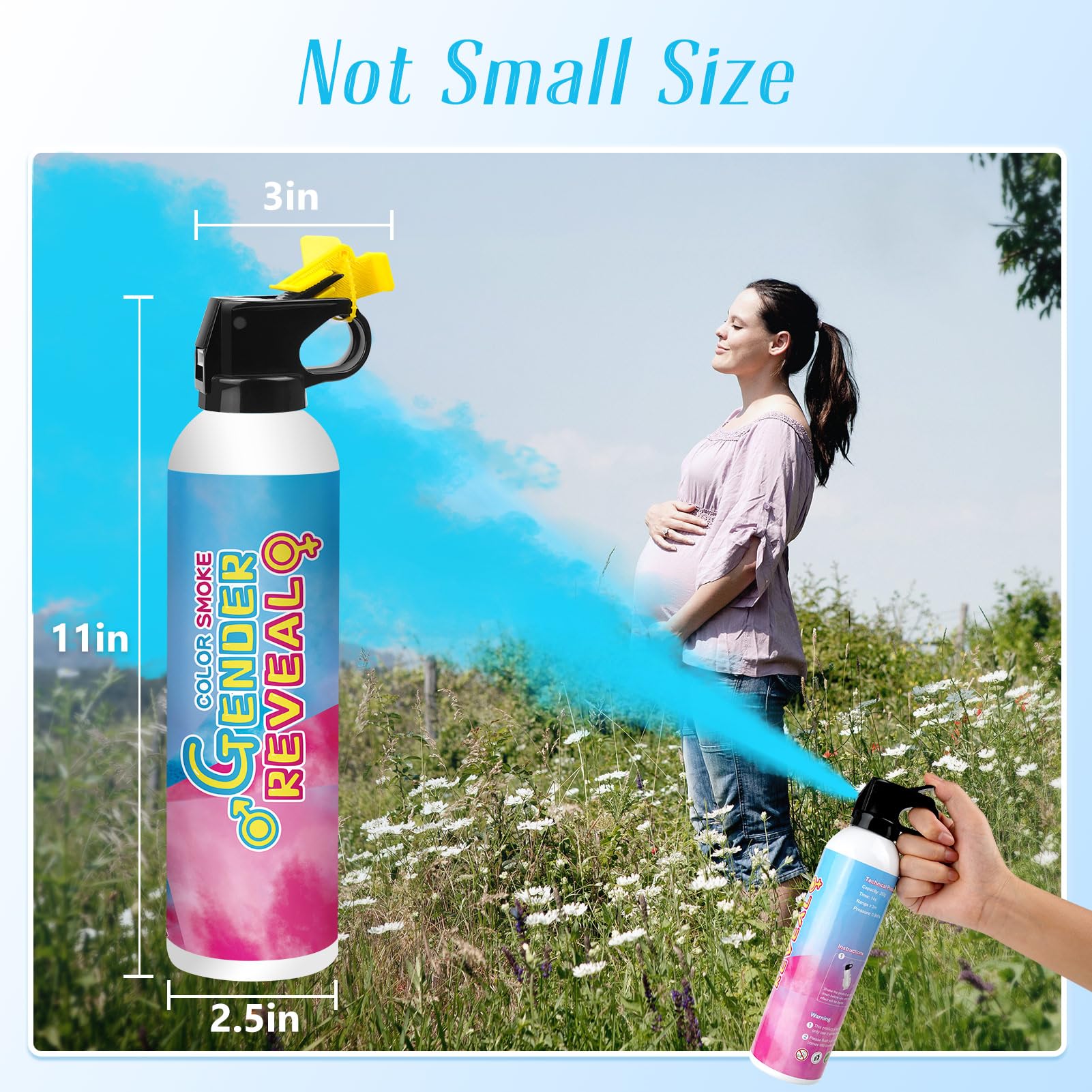 Merear spray en uso generando nube azul visible para fotos memorables
