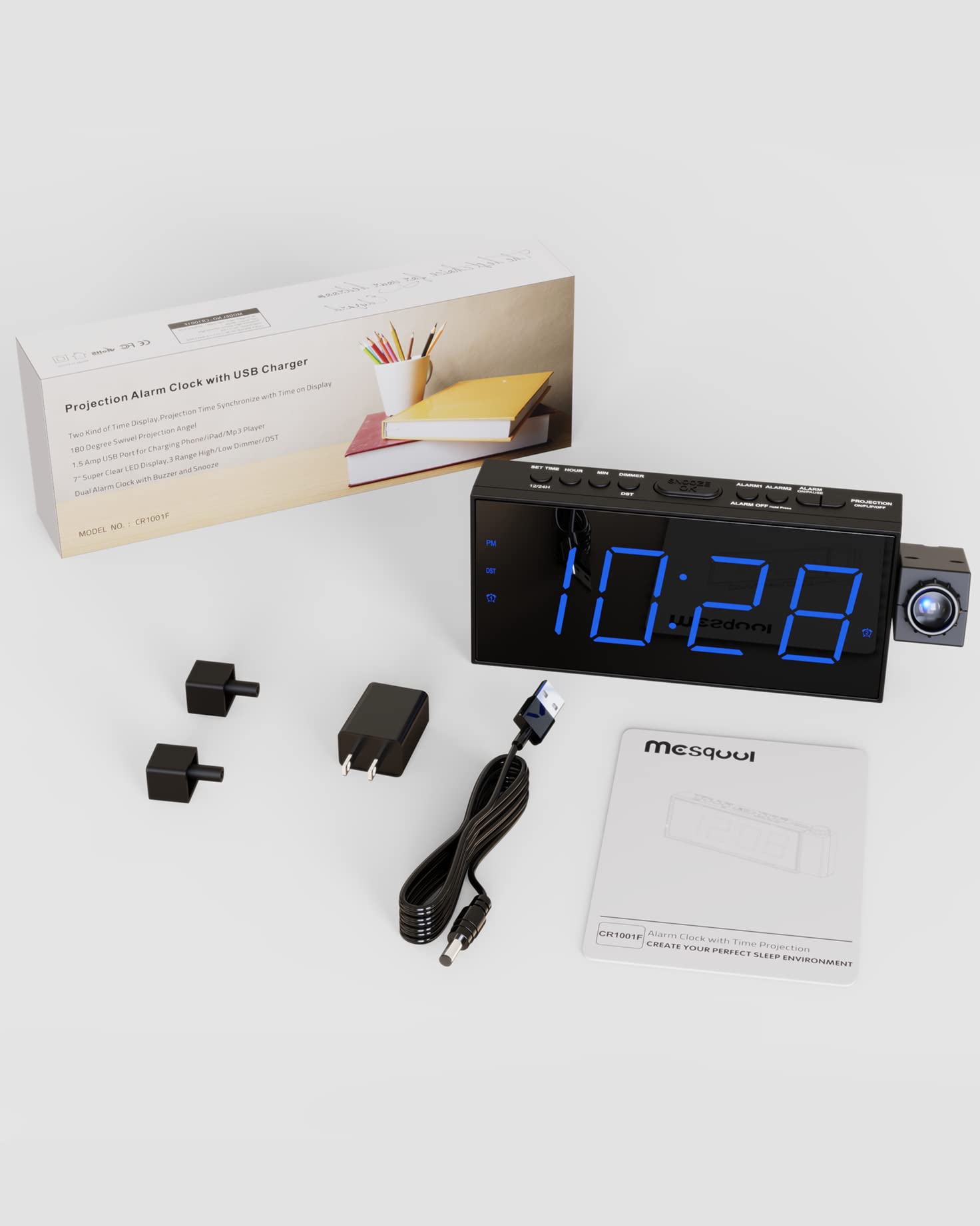 Mesqool en dormitorio mostrando proyección y estética nocturna