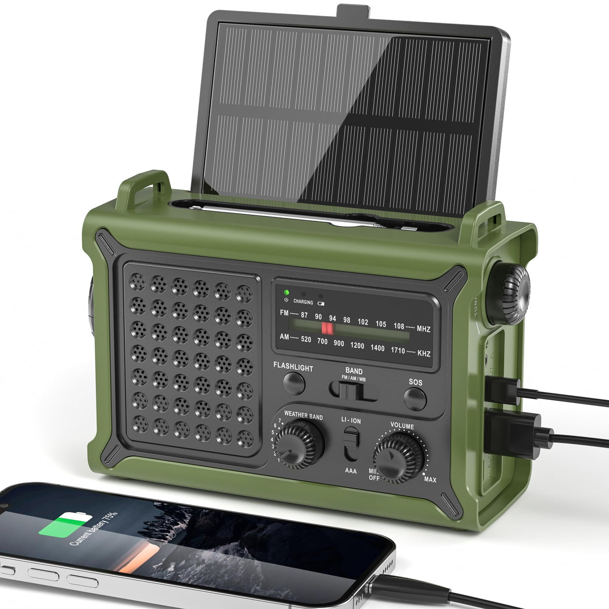 Mesqool front panel showing radio display and antenna for reliable alerts