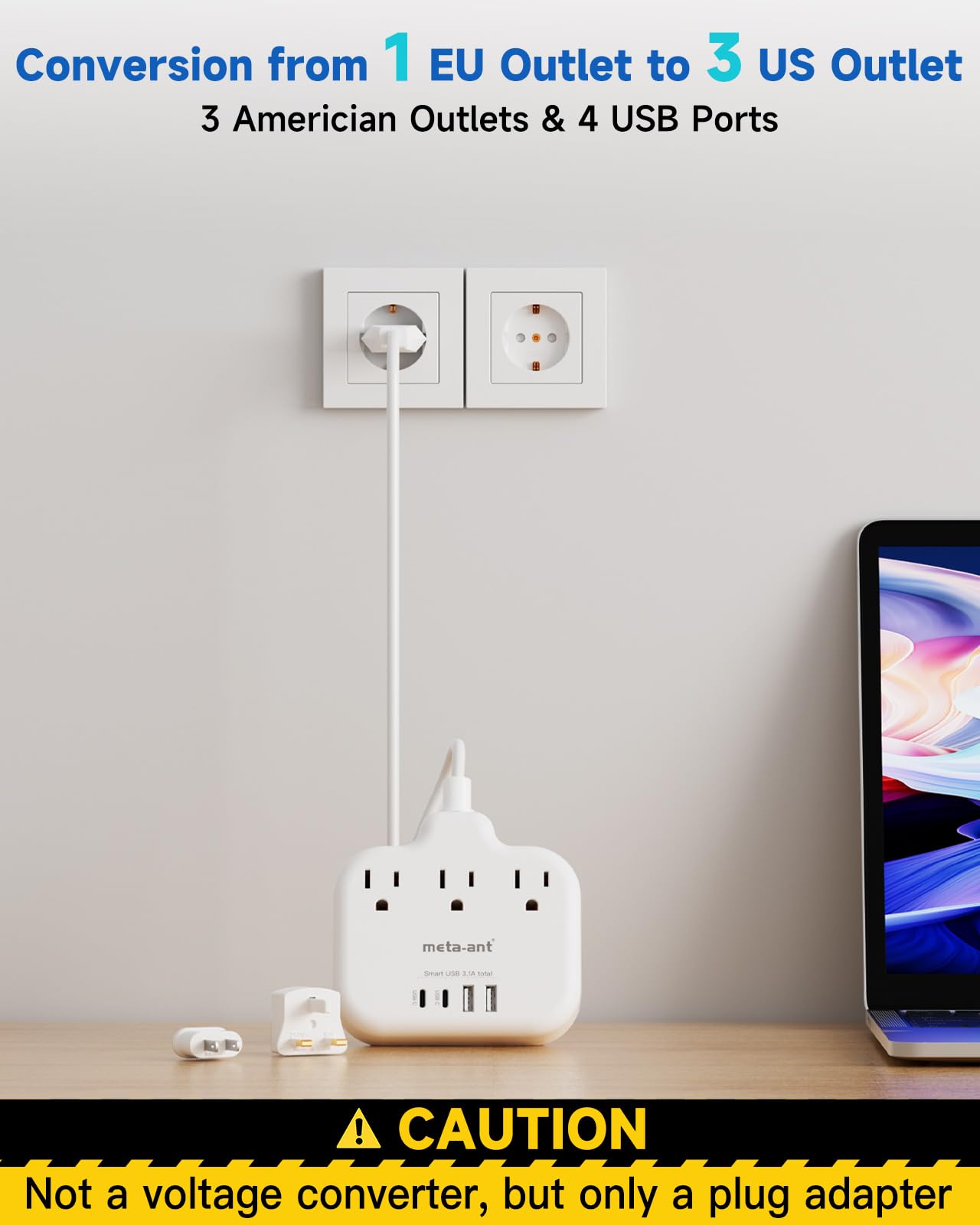 meta-ant cable de 3ft flexible doblado, permite colocar el adaptador en espacios estrechos