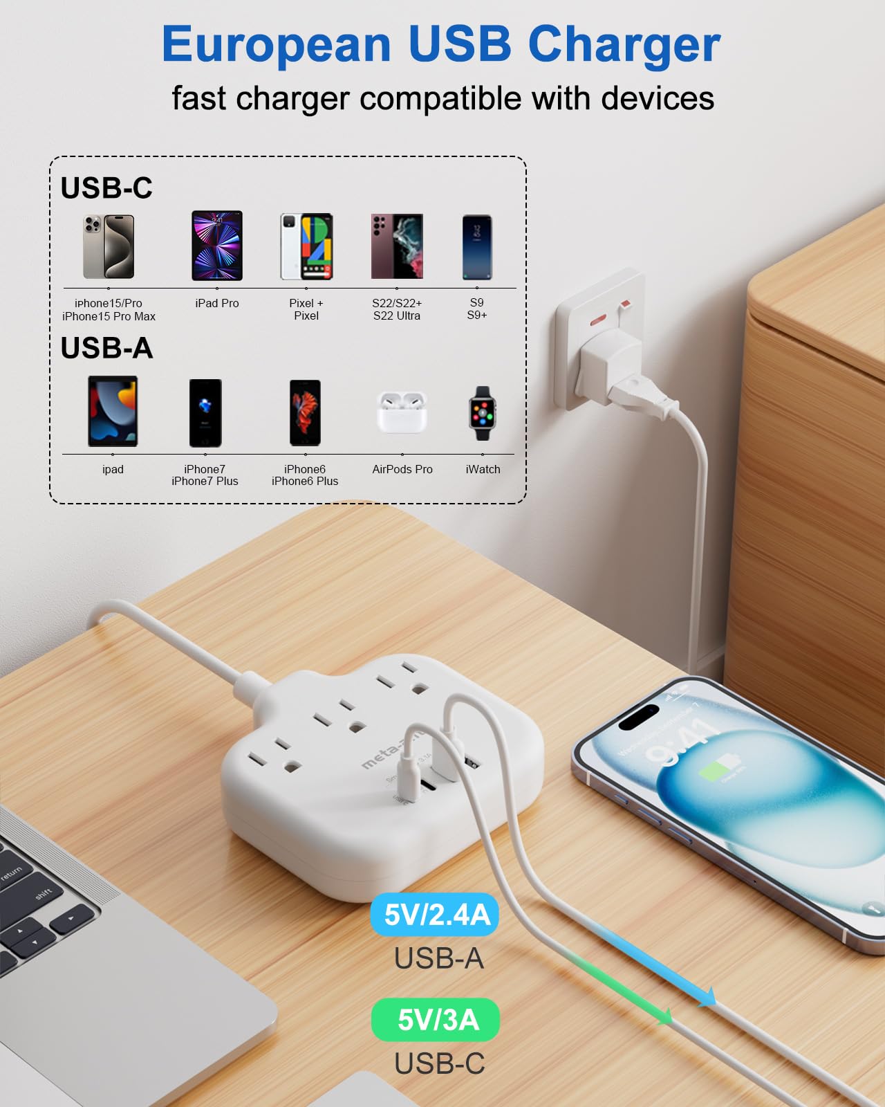 meta-ant adaptador en mano para comparar tamaño, portátil y fácil de llevar