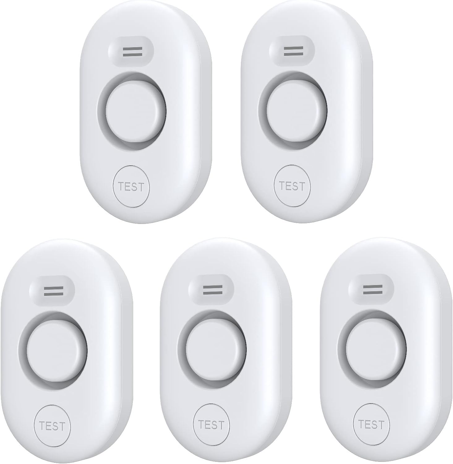 METAK vista frontal del paquete de 5 detectores con alarma potente