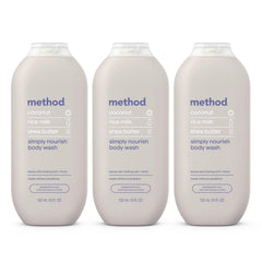 Method gel de ducha frontal paquete de tres, presentación práctica y ahorro