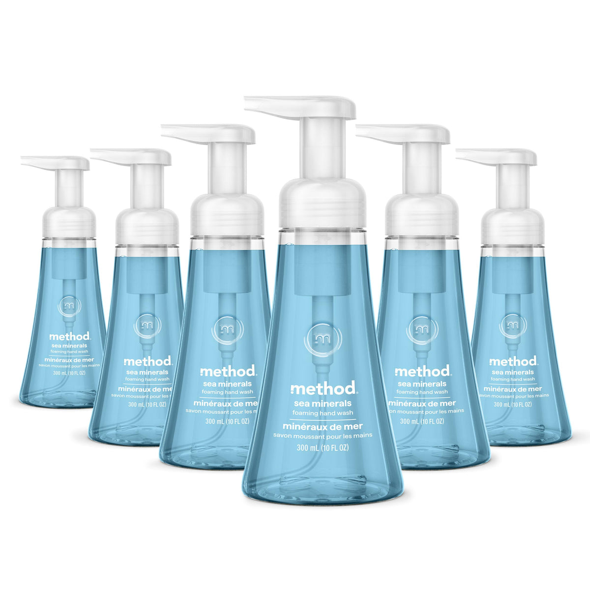 Method botella frontal Foaming Hand Wash mostrando etiqueta y beneficio limpiador