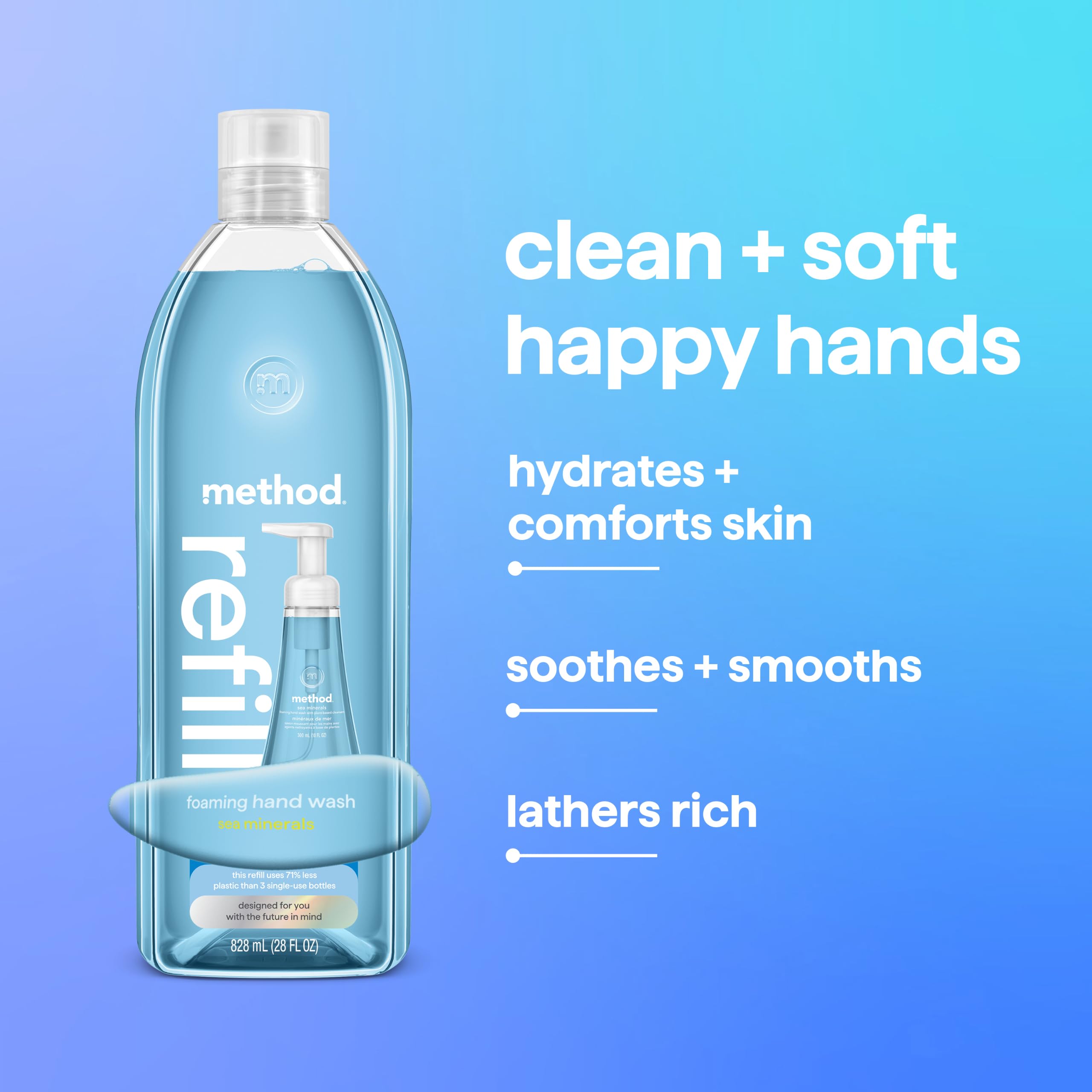 method sea minerals recycled plastic badge detail emphasizing eco-friendly packaging