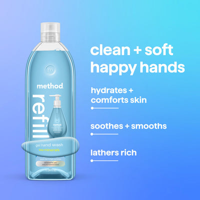 Method bottle held in hand to show 34 fl oz size and long-lasting supply