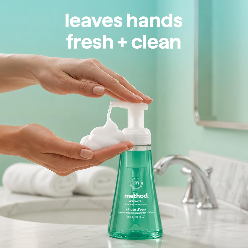 Method 10 fl oz bottle next to common items showing actual size