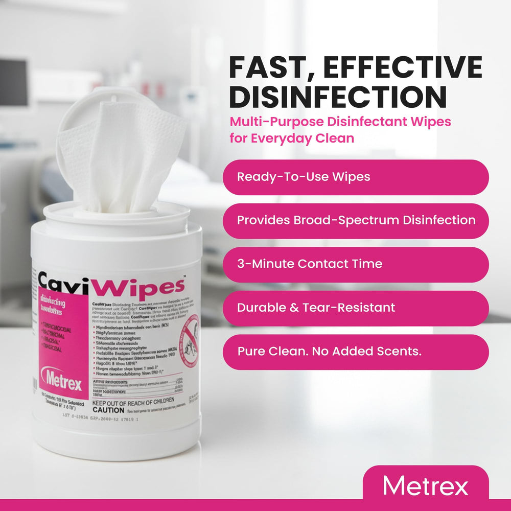 Metrex CaviWipes detalle de textura resistente que evita desgarros
