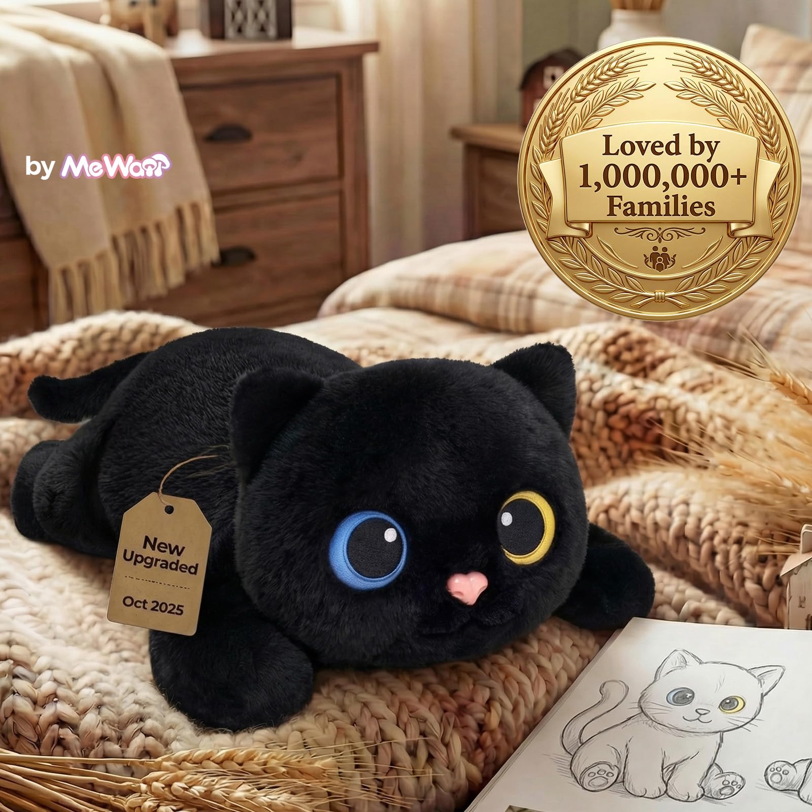 Mewaii gato negro almohadilla en congelador preparada para frescor inmediato