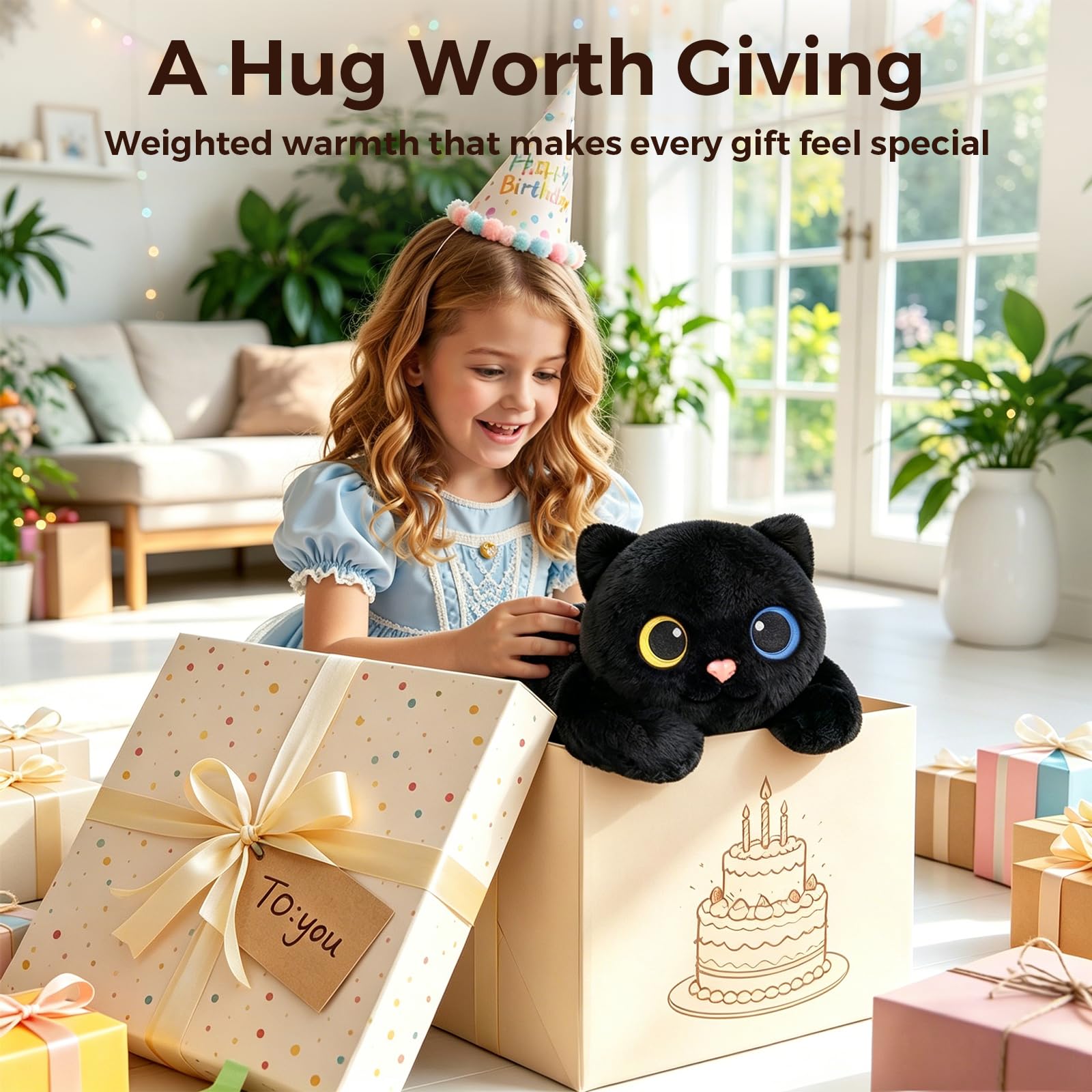 Mewaii gato negro almohadilla en microondas lista para calentar de forma segura