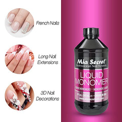 Mia Secret técnico aplicando monómero para uñas con buen control