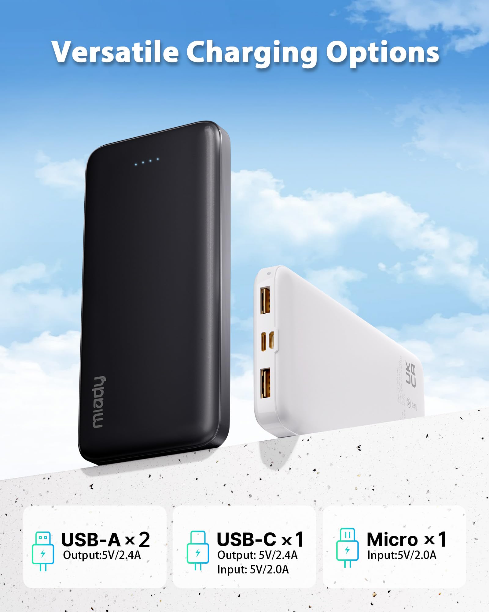 Miady con cables USB-C y manual incluidos, listo para usar