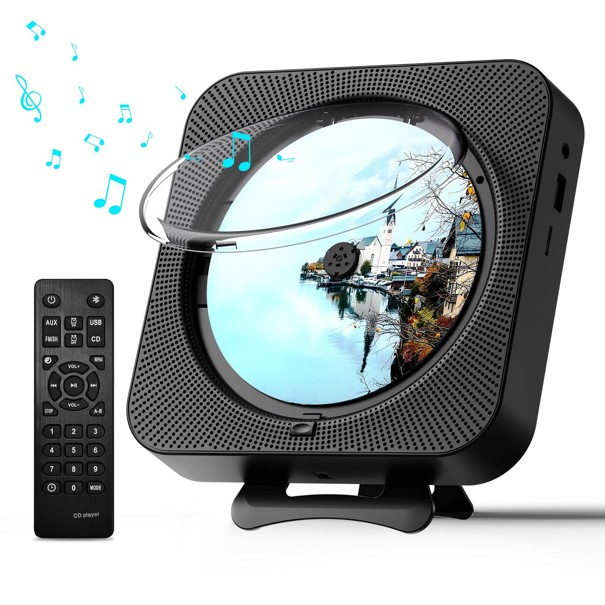 MICOCIOUS vista frontal del reproductor compacto con pantalla LED y controles visibles