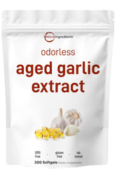 Micro Ingredients envase frontal de ajo sin olor mostrando 300 cápsulas y presentación