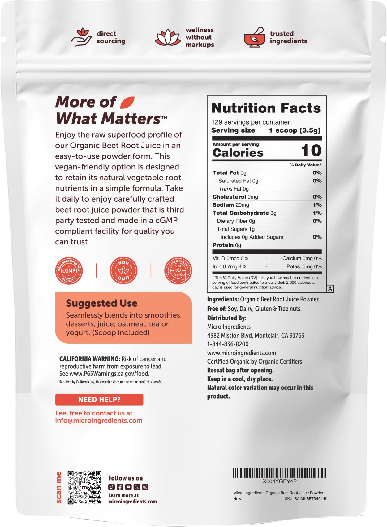 Micro Ingredients scoop beside a ruler showing serving size and portion scale