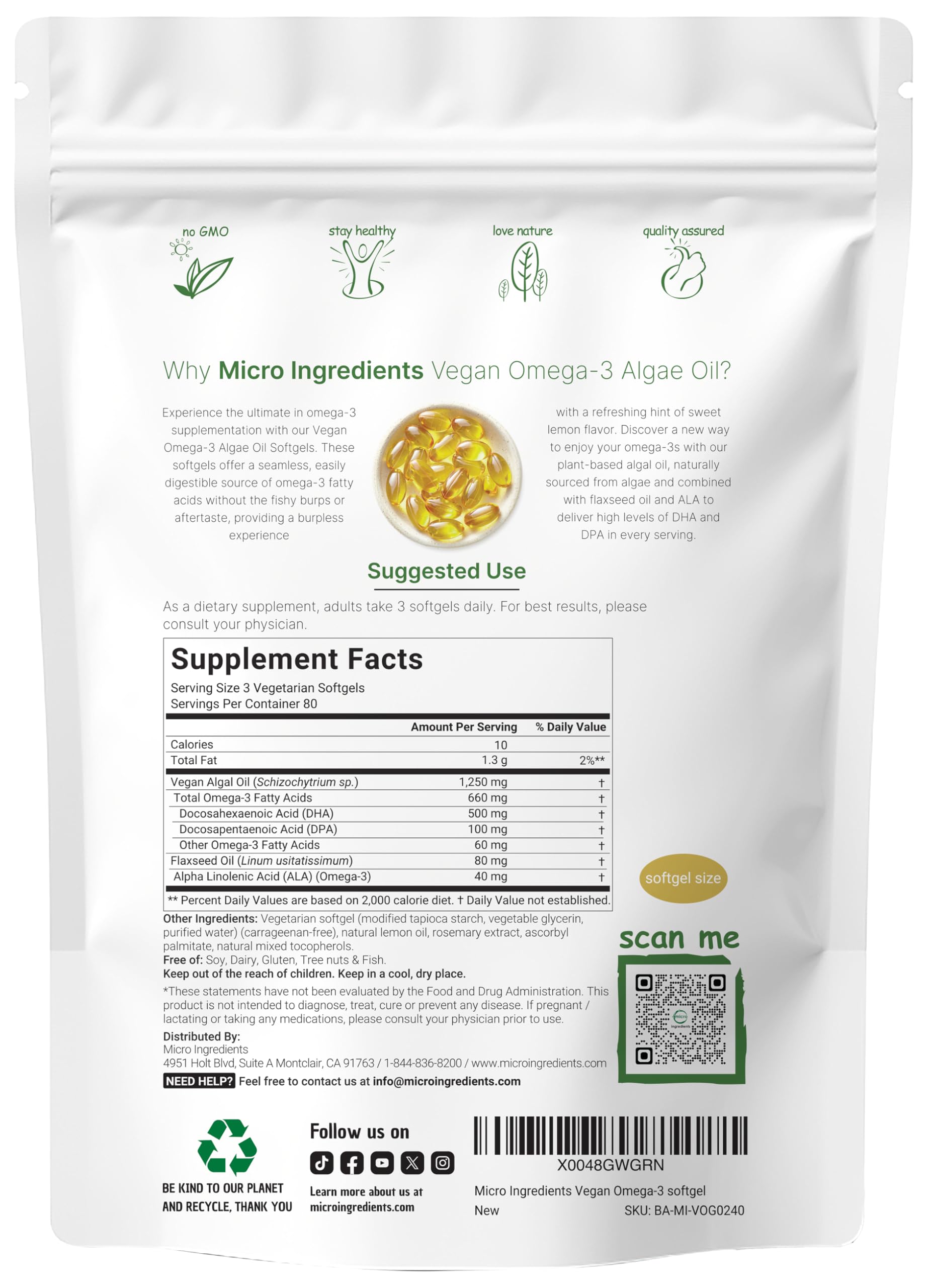 Micro Ingredients primer plano de una cápsula vegetal para ver textura y forma