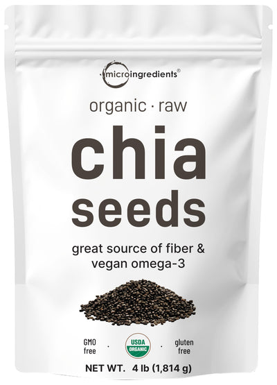 Micro Ingredients pouch front view showing 4 lb organic chia and convenience