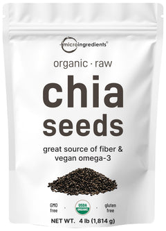 Micro Ingredients pouch front view showing 4 lb organic chia and convenience
