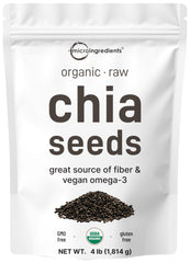 Micro Ingredients pouch front view showing 4 lb organic chia and convenience