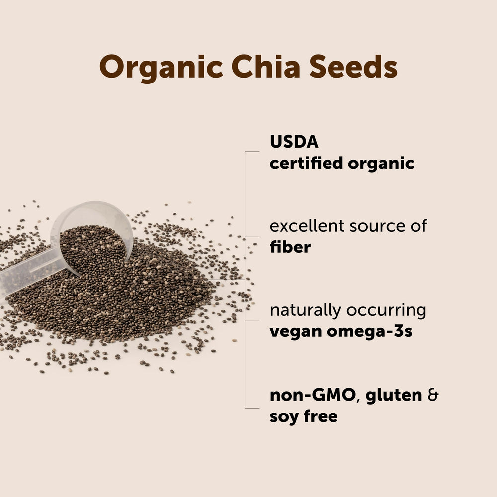 Micro Ingredients chia seeds on spoon ready to add to recipes for nutrition