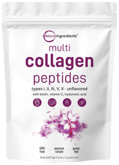 Micro Ingredients frasco frontal del multi collagen, presentación clara y elegante