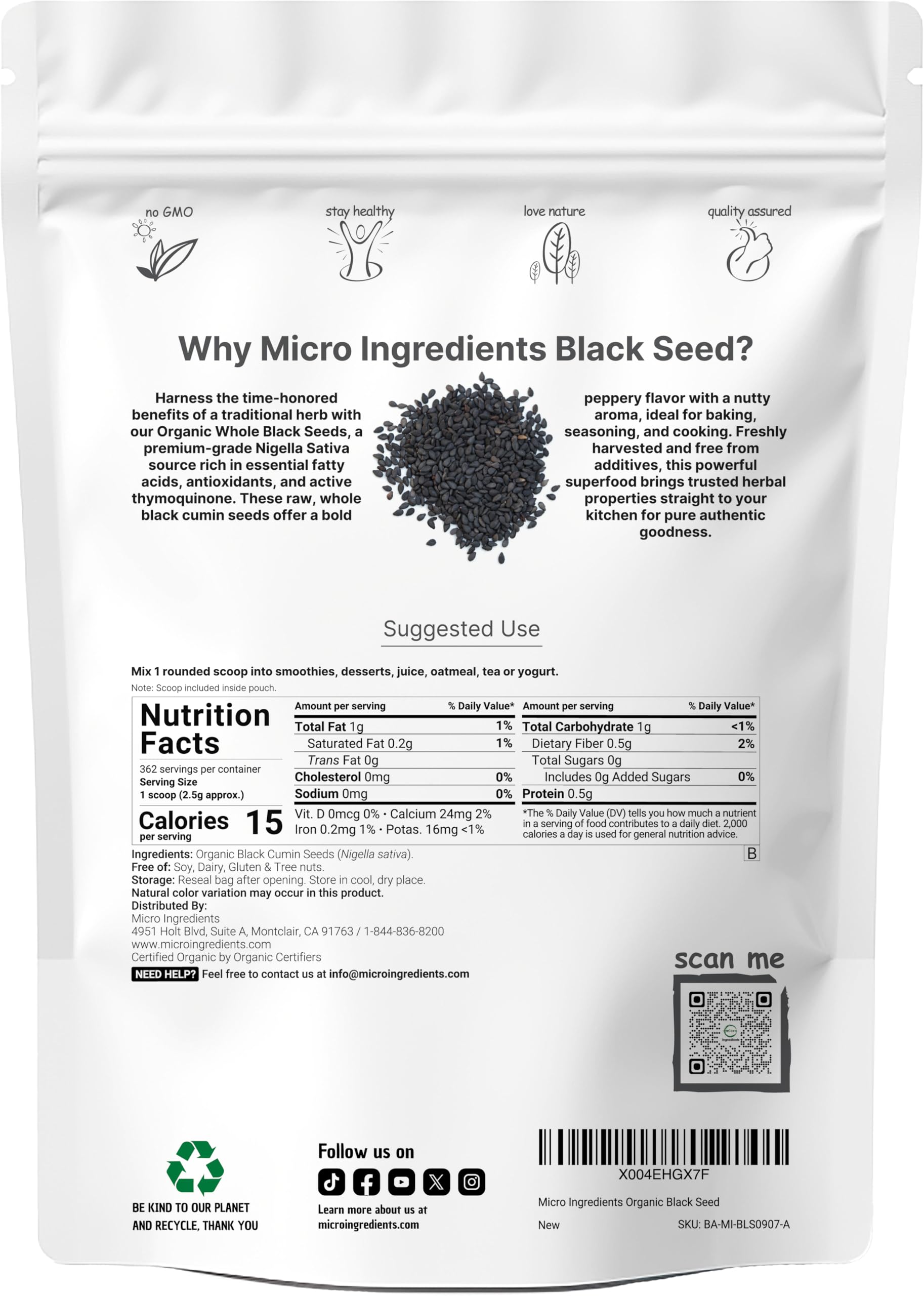 Micro Ingredients textura cercana de semillas de nigella sativa mostrando color y frescura