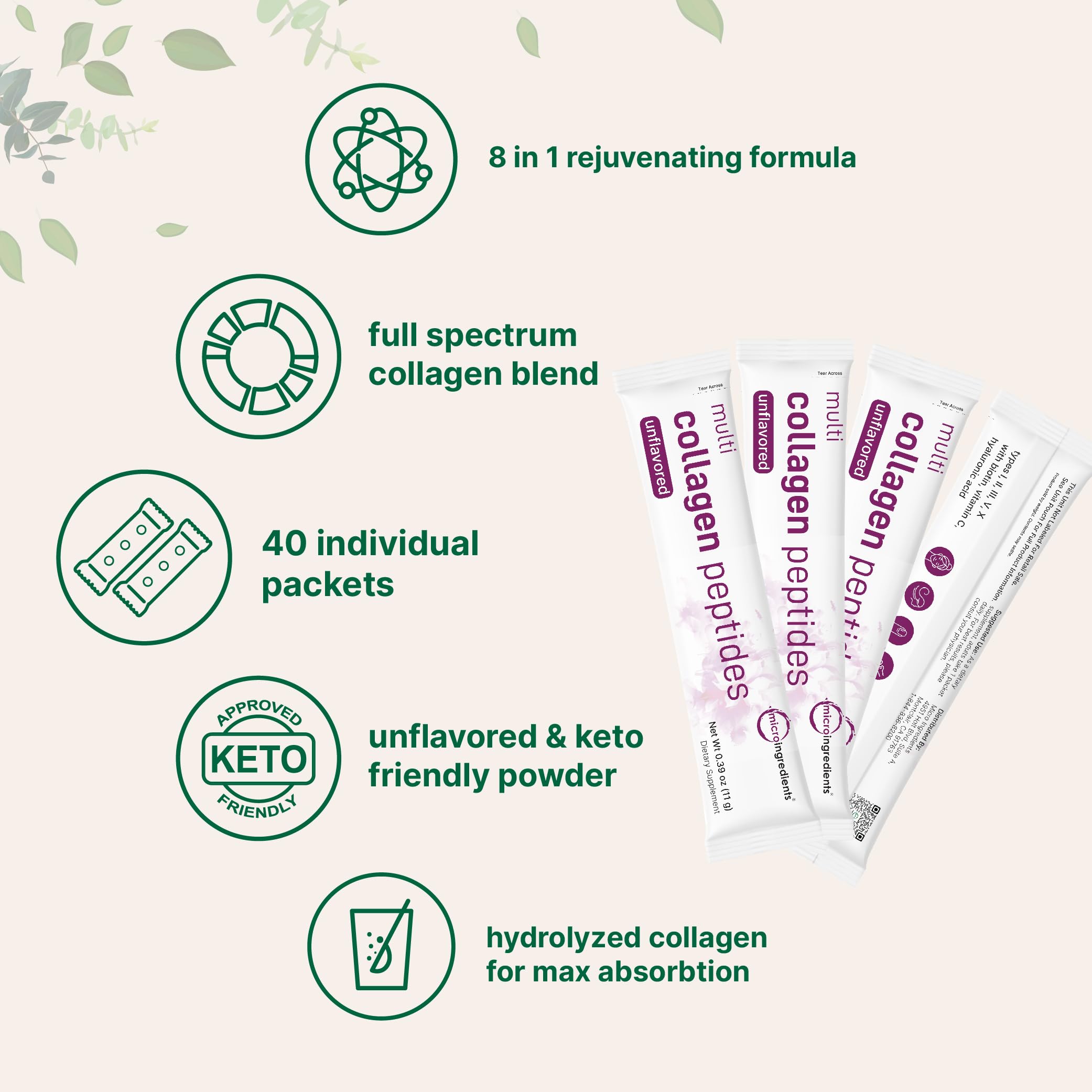 Micro Ingredients sobre en mano para comparar tamaño y porción portátil