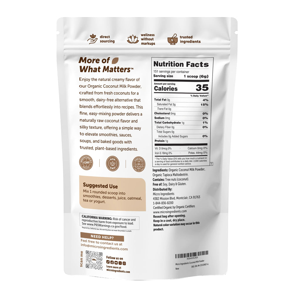 Micro Ingredients envase abierto junto a comparación de tamaño para referencia visual