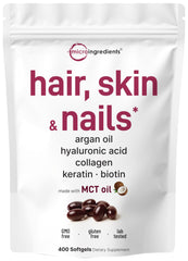 Micro Ingredients frasco frontal mostrando 400 softgels y suministro prolongado