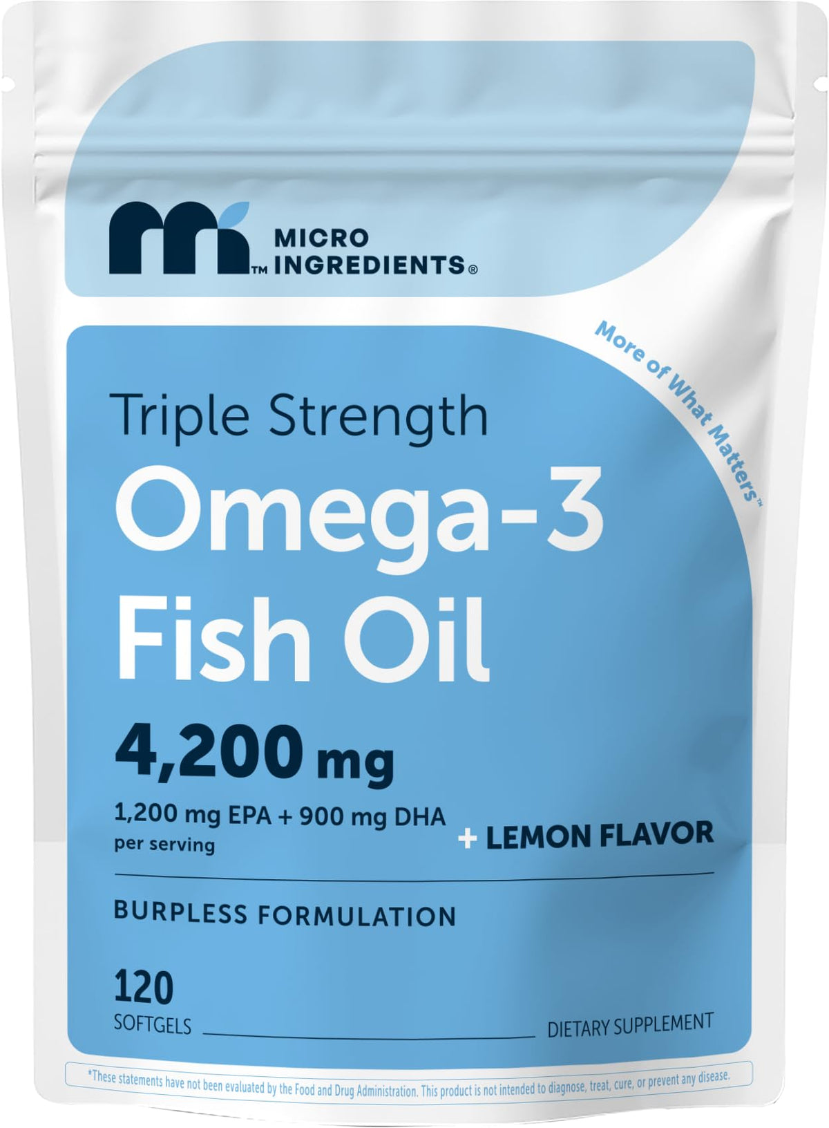 Micro Ingredients frente del empaque mostrando 120 softgels y principales beneficios