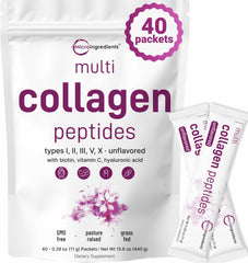 Micro Ingredients vista frontal del paquete mostrando 40 sobres y beneficios