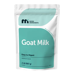 Micro Ingredients empaque frontal mostrando la bolsa de leche de cabra, práctico para despensa