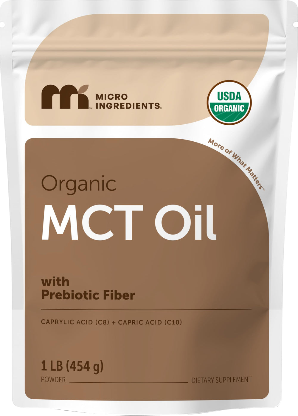 Micro Ingredients empaque frontal mostrando etiqueta clara y beneficio orgánico