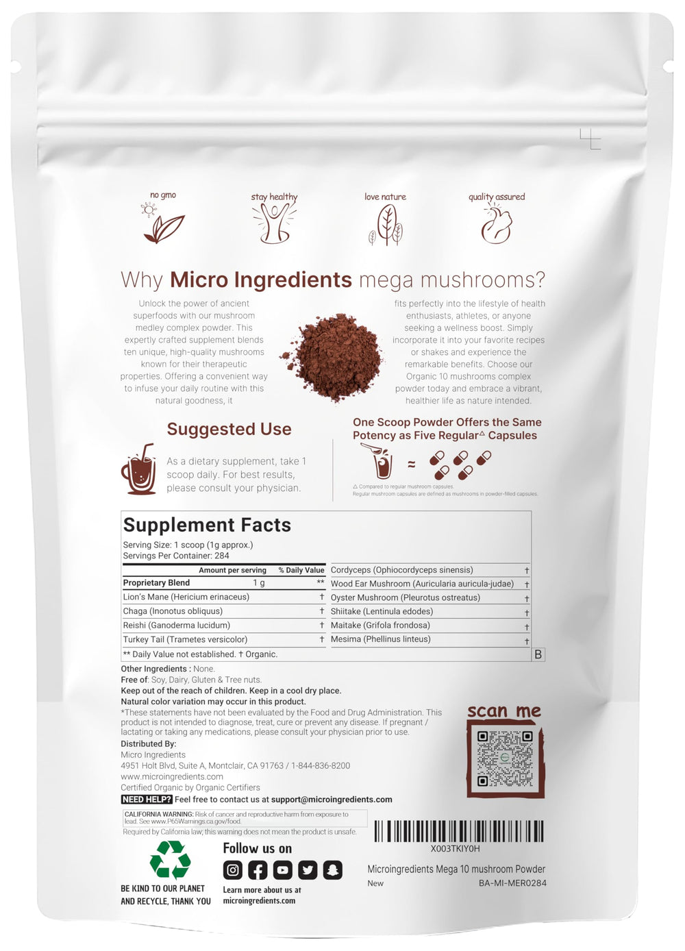 Micro Ingredients open jar with scoop to show serving size and convenience