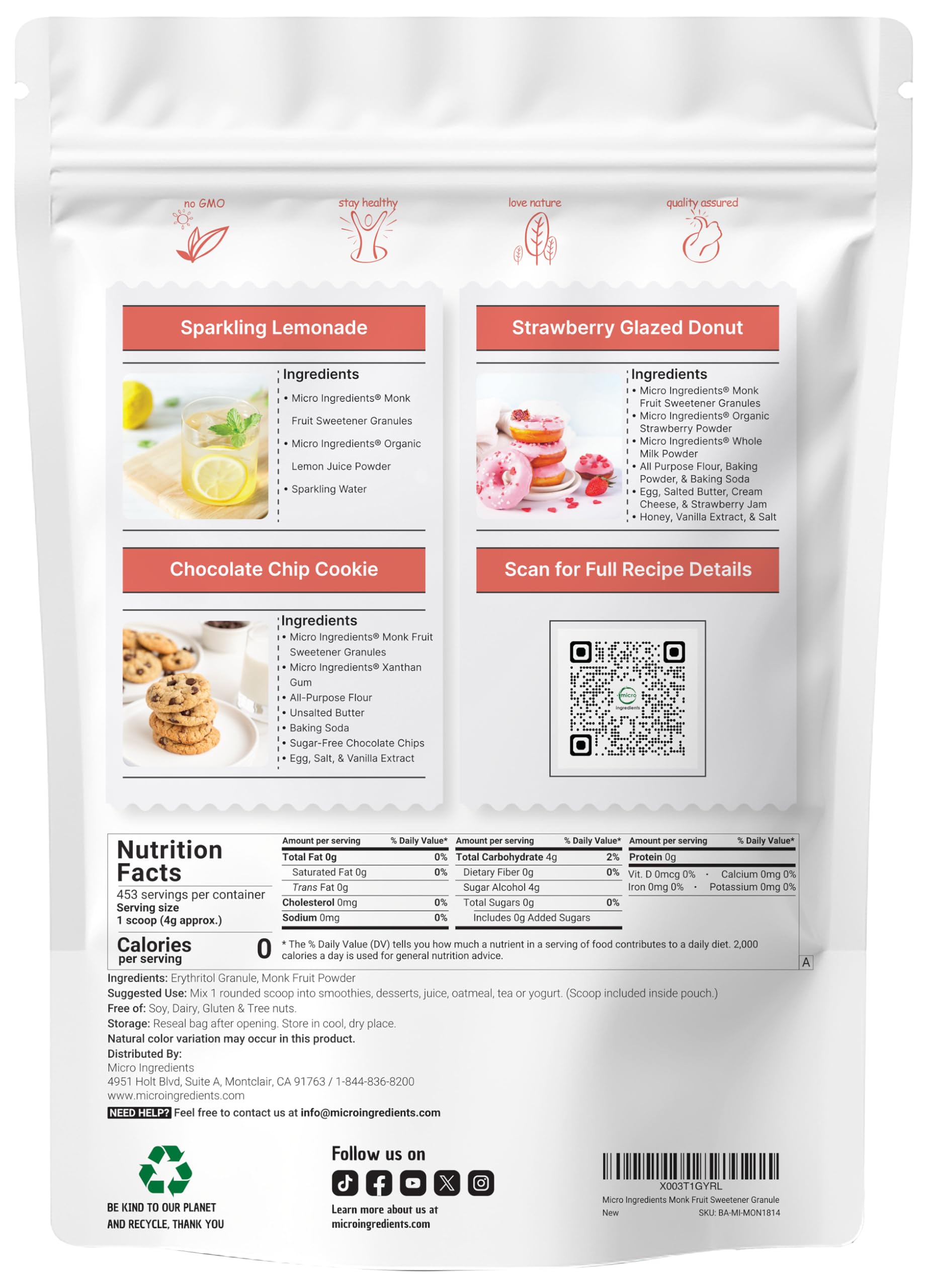 Micro Ingredients open pouch with included scoop for accurate measurements