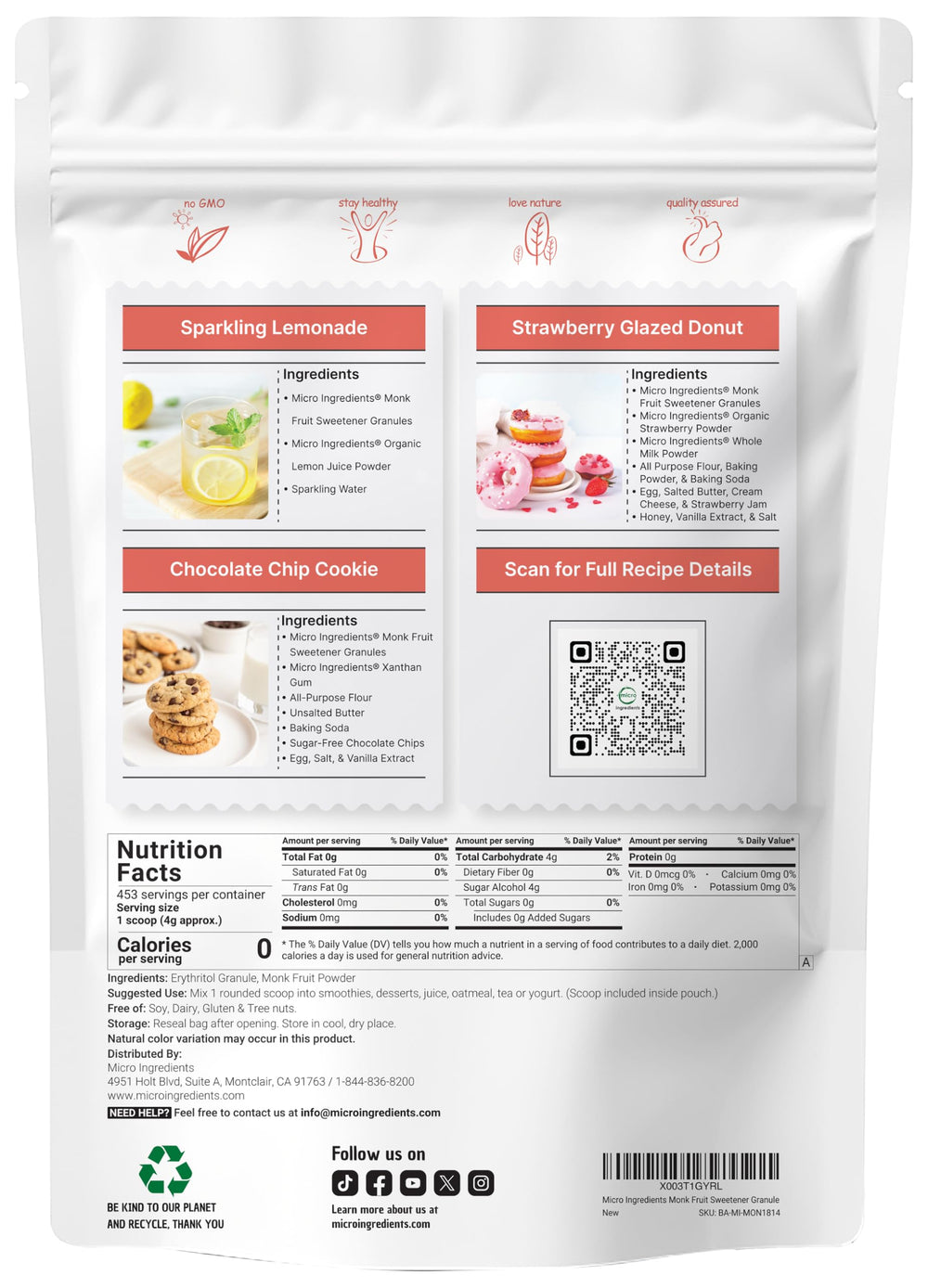 Micro Ingredients open pouch with included scoop for accurate measurements