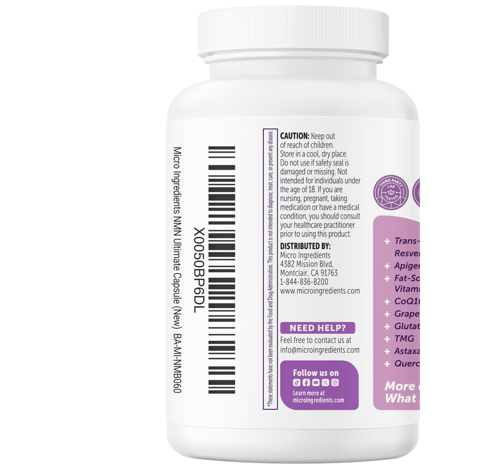Micro Ingredients sello cGMP en la etiqueta resaltando control de calidad