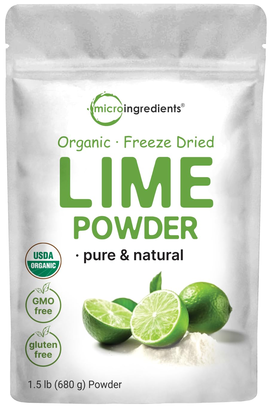 Micro Ingredients envase frontal mostrando 1.5 lb y 136 porciones, conveniencia en despensa