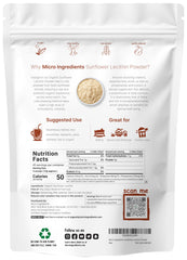Micro Ingredients primer plano del polvo de lecitina con textura fina y uniforme
