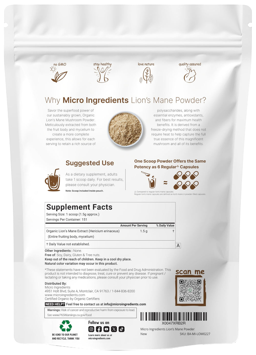 Micro Ingredients primer plano del polvo liofilizado mostrando textura fina
