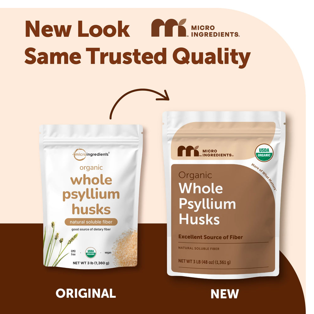 Micro Ingredients textura de cáscaras de psyllium husk en primer plano para mezclar